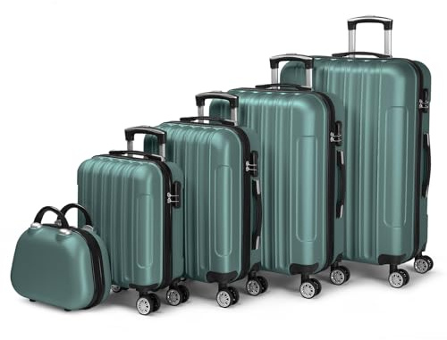 LALAHO Kofferset 3/4/5 teilig, Reisekoffer Set mit Kosmetikkoffer, Hartschalen Koffer Set aus ABS, Gepäckset mit Schminkkoffer und Handgepäck