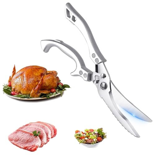 Ciseaux à Volaille en Acier Inoxydable, Ciseaux de Cuisine Multi Usage, Ciseaux à Volaille Tranchants, Avec Bord Dentelé Ciseaux à Os, Pour Poulet, Viande, Légumes, Poisson, Turquie