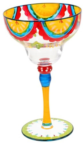 Cabilock Copa De Margarita Pintada a Mano 1 Unidad Vidrio Transparente Copa De Cóctel Decorativa Para Bares Fiestas y Celebraciones