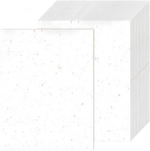Acidea 25 ark vitt återuppta papper för utskrift, 250 GSM förtjockat A4 vitt kort lager certifikatpapper, roséguld folieflingor vit kartong för att skriva, menyer, inbjudningar, brev