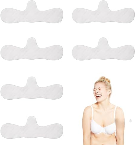 6 stycken bh inlägg svettning, beh inlägg bomull under bröst svettskydd kvinna bh-inlägg för absorber sweat band och torra bröst vit dam tvättbar