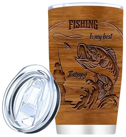 FOLAI Thermobecher- Isolierbecher, Edelstahl Travel Mug, 20oz/600ml Vakuum auslaufsicher Reisebecher mit Deckel, Autobecher, Kaffee Becher（Fisch）