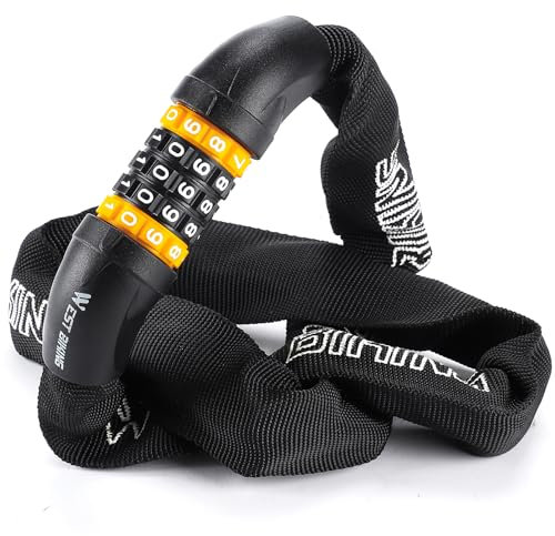 ICOCOPRO Bike Chain Lock, 120cm Heavy Duty Chain Locks with 5-Digit Combination Code, Bike Locks High Security, Anti-Theft Bicycle Lock for E Scooter, MTB, Road Bike, Motorcycle (Black-120cm)