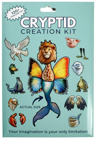 Cryptid Construction Kit Fridge Magnets - Over 120 Fun Movie-Like Magnetic Monsters and Cryptids for Kids - Colorful Water-Resistant Mix-and-Match Die Cut Monster Magnet Set for Ages 5 to 105