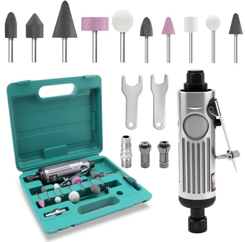 KAOLALI Pack of 15 Mini Polishing Machine, Compressed Air Grinder Set for Grinding and Polishing, Mini Compressed Air Polishing Machine, Rod Sander, Compressed Air, Random Orbital Sander, with
