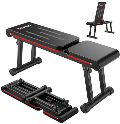 PASYOU Panca Piana Palestra, Panca Pesi Regolabile Pieghevole con Capacità di Carico 300KG, 6 Livelli Inclinazione, Panca Palestra per Palestra Domestica Telaio Doppio (Modello: PB300)