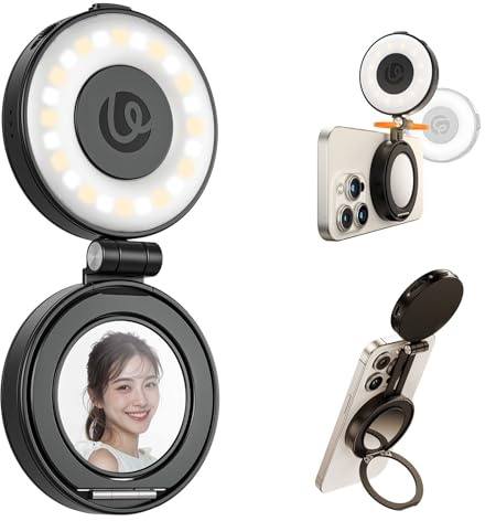 ULANZI LM23 Anello Luminoso Magnetico per Cellulare, Selfie Light con 3 Temperature di Colore 2500k-8500k CRI95, Lampada tik tok Estensione Reversibile per iPhone 16 15, Live Streaming, Selfie