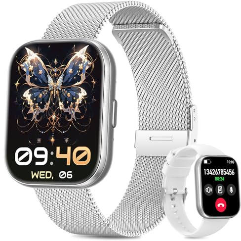 SLOKSFil Reloj Inteligente Mujer con Llamadas, 1.75 TFT Smartwatch Mujer, con 24H Pulsómetro/SpO2/120+Modos Deportivos/Sueño/IP68/ Función Femenina Smart Watch Android iOS (Plata)