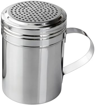 Chabrias Ltd Premium 10oz Stainless Steel Flour & Sugar Dredger Shaker (284 ml) – Fine-Mesh Screw-Top Dusting Shaker for Icing Sugar, Mince Pies & Cappuccino – Dishwasher-Safe (1, 10oz)