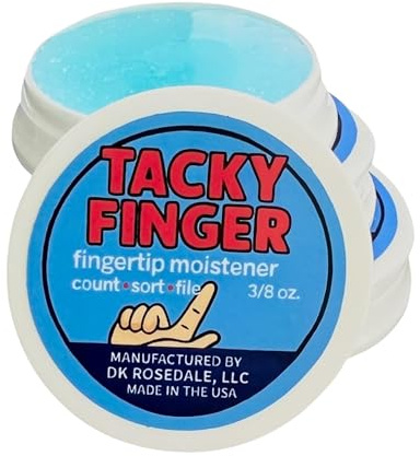 Tacky Finger Fingertip Moistener (Pack of 3) – Odor-Free, Non-Toxic Gel for Counting, Sorting & Filing – Non-Skid Grip Pad Base, Easy-Open Lid