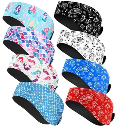 Bandeau de natation, 4 pièces bouchons d'oreille de natation étanches pour enfants 20, 5 pouces, couvre-oreilles réglables avec doublure antidérapante pour enfants adultes surf bain kayak, artic.