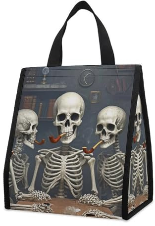 KMRHOUTIQ Insulated Skeleton Conference Lunch Bag for Women Men 9l Leakproof Cooler Bag with Pocket Reusable Lunch Tote Snack Foldable Thermal Tote for Work Picnic Travel Beach Gym Adults