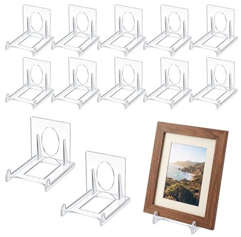 GEEHUA 12 mini espositori in plastica acrilica, supporto regolabile per carte di credito, cavalletto in acrilico trasparente, per foto, libri, carte da collezione