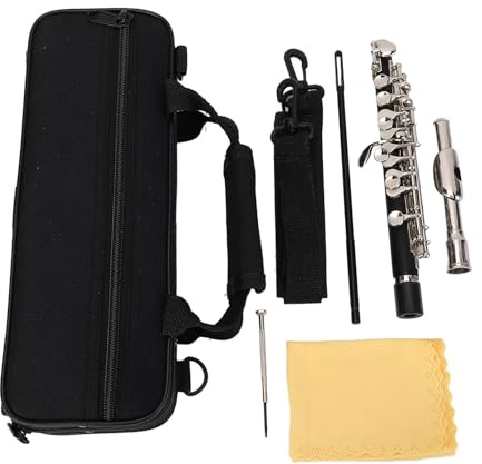 AMONIDA Piccolo Instrument Key of C Piccolo Flöjt för Nybörjare Studenter med Hårt Fodral Rengöringsstav Tyghandskar Nickelpläterade