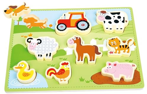 Lelin Steckpuzzle Farm 3D Kleinkind Setzpuzzle Einlegepuzzle Holz Puzzle Bauernhof NEU