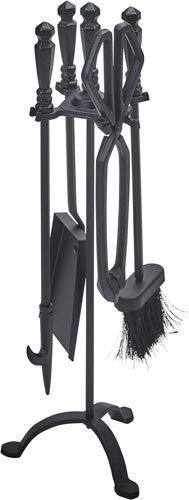 MAURER Set Camino 5 Pezzi Esagonale in GHISA - ATTREZZO Kit - Accessori CAMINETTO Design per Pulizia -Nero