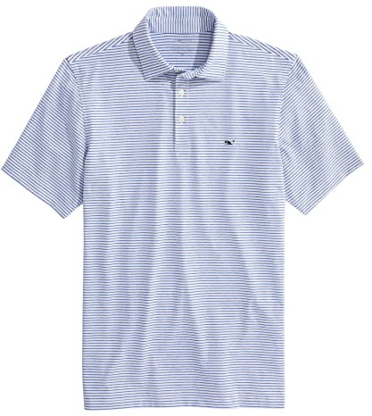 Vineyard Vines Men's Bradley Stripe Sankaty Polo, Yacht Blue Tejeda, XL
