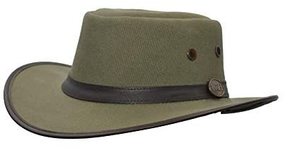 WALKER AND HAWKES - Canvas Outback Stanley Hat - Olive - Medium (58cm)