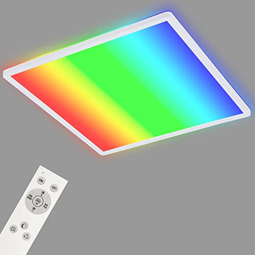 BRILONER - LED Deckenlampe flach Smart Home, funktioniert mit Alexa, buntes RGB+W Licht, Lampe, Deckenleuchte, Wohnzimmerlampe, LED Panel, Schlafzimmerlampe, 42x42x3 cm, Weiß