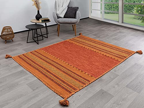 Steffensmeier Handwebteppich Muriani | Baumwolle | Wohnzimmer | Terra, handgewebt, Größe: 80x150 cm