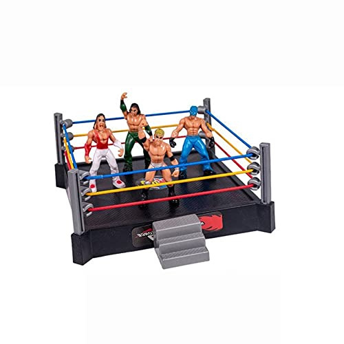 Wrestling Figures Set, Wrestling Game, 4 Miniature Action Wrestling Players and Ring and Prop Figures, Toy for Children