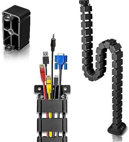 Duronic CM1DM BK Conduit de câbles | Goulotte de 130 cm pour Ranger câbles | Ajustable et Flexible | Idéal pour sécuriser câbles USB ethernet et Alimentation et éviter Tout Accident