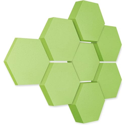 platino24 Akustikpaneele 8 Elemente Edition LOFT 3D I Ø 300mm Akustikplatten Schalldämmung Wand & Decke I Akustikschaum Schall-Absorber aus Basotect 30-70mm mit Akustikbeschichtung Farbe: Lime