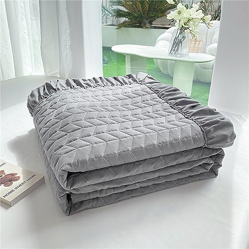 Chickwin Colcha Verano Microfibra Diseño Volantes, Color Sólido Colchas Acolchadas Colcha Acolchada Suave Manta Cubrecamas para Cama Individual Matrimonio o Infantil (150x200cm,Gris)