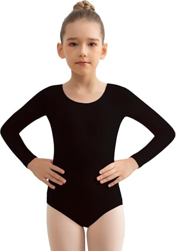 Mulnall Mädchen Team Basic Langarm Tanztrikots für Ballett Kinder Baumwolle Turntrikots Tanz Outfit für Frauen Kleinkinder Tanzbekleidung(3028-06-XL)