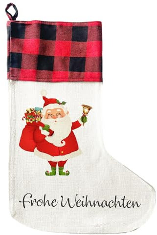 LIEBTASTISCH - Personalisierte Weihnachtssocken - 40cm x 30cm - Weihnachtsstrumpf zum Nikolaus oder Weihnachten - Namen - Geschenkbeutel - Nikolausstiefel zum Aufhängen - (Weihnachtsmann)
