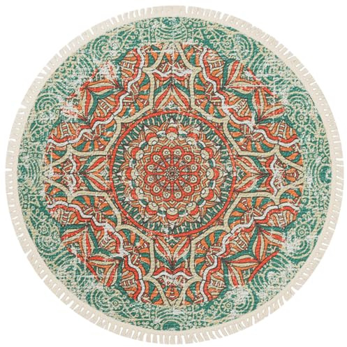 Terafeels Teppich, rund, Mandala-Design, fusselfrei, pflegeleicht, ideal für stark frequentierte Bereiche im Wohnzimmer, Schlafzimmer, Küche, Eingangsbereich, Waschküche, Esszimmer (2904, 60 cm oder