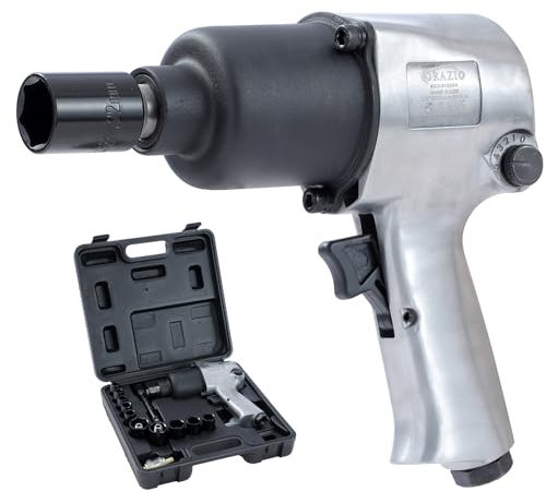 ORAZIO Llave de Impacto Neumática 1/2 720 Nm Máximo con 10 Vasos de 19-27 mm Pistola Impacto Aire para Garaje Coche Camión de Pernos Rueda Instalación Extracción (Budget)