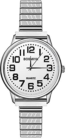 JewelryWe Women's Easy Reader Analog Watch Gold Silver Plated Elastic Band Wristwatch