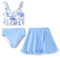 PATPAT Mädchen Bikini Badeanzüge Set, 3-teiliges Tankini-Set mit Top, Shorts Und Baderock Bademode, Kinder Badebekleidung mit Blumenmuster Schwimmanzug, Größe 5–12 Jahre