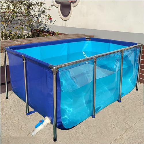 XDLYWUZIQ Estanque De Piscina De Acuario Transparente con Válvula De Drenaje, Lona De PVC con Marco De Acero Y Ventana De Visualización Transparente para Estanques, Peceras,50x40x30cm