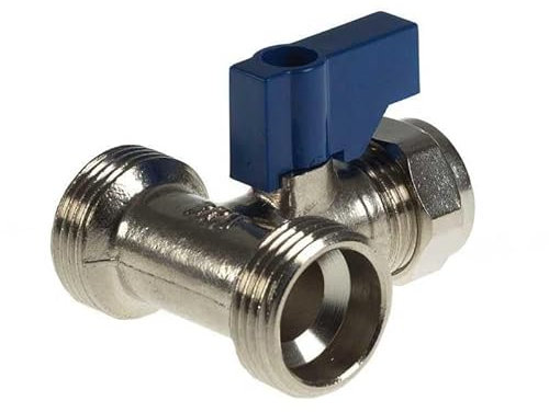 Dual Washing Machine Appliance Valve Tee Compression 15mm x 3/4 x 3/4