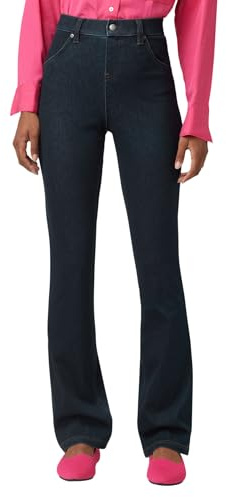 HUE Women's Ultra Soft High Waist Denim Baby Bootcut Leggings, Black Indigo Wash, Large