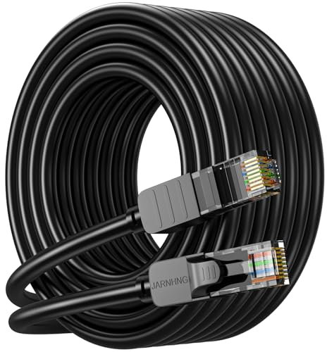 JARNHNG Cat 6 Ethernet Cable 15m, High Speed 10Gbps Internet Cable, Black RJ45 LAN Patch Cables, Long Ethernet Cables are Suitable for Games, Computers, TV, Routers, Modem, Patch Panel, Switch