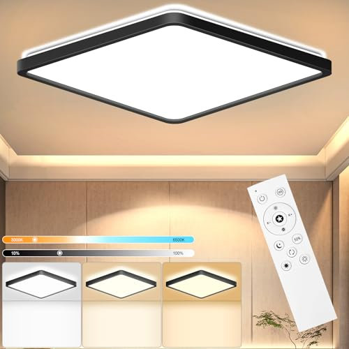 RDGOOD 18W LED Dimmable Ceiling Lights with Remote Control, 1800lm Dimmable LED Ceiling Light 3000-6500K, Flat Panel for Living Room, Bedroom, Children's Room, Kitchen, Hallway, Balcony 22 x 22 x 2.5