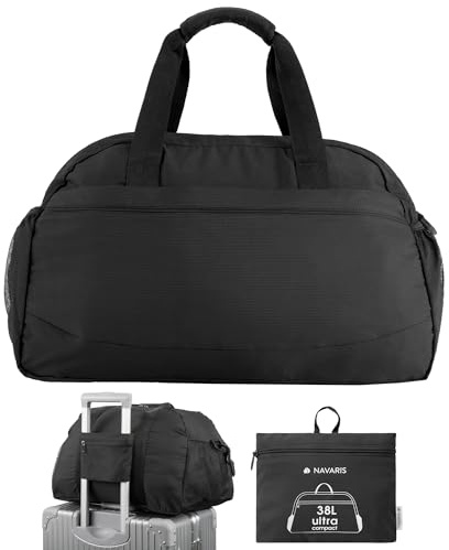 Navaris Reisetasche 38L - Faltbare Tasche für das Handgepäck - Leichtes Reisegepäck - Schwarz