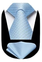 HISDERN Blue Mens Ties Classic Woven Silk Ties and Pocket Square Polka Dot Silk Necktie Handkerchief Set Formal Wedding Party Neckties for Men