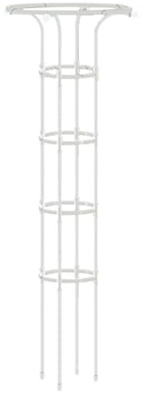 Treillis obélisque pour plantes grimpantes - Hauteur : 155 cm - En acier revêtu de polypropylène - Inoxydable - Pour roses, clématites, légumes - Blanc/noir