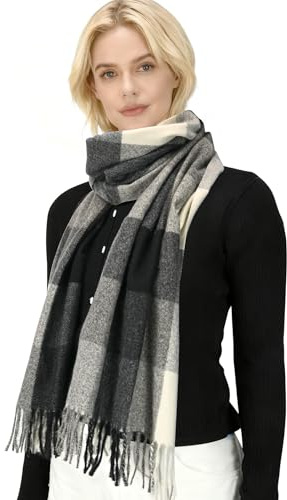 srclo Christmas Gifts for Women Ladies Scarf,Womens Scarf Gift Box for Women,Secret Santa Ladies Christmas Gifts for Mum Teenage Girls Gifts for Her (White Black Grey)