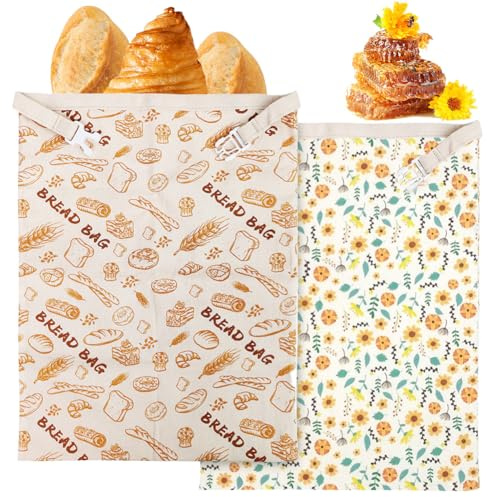 Bolsas de pan de cera de abejas, 2 unidades, 43 x 33 cm, reutilizables, naturales, para almacenar masa madre y pan casero