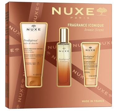 Nuxe Iconic Scent - Juego de regalo de Navidad Prodigieux Le Parfum de 30 ml, aceite de ducha de 100 ml y loción perfumada de 30 ml, inspirado en Huile Prodigieuse, trío fragante para ella, regalo de