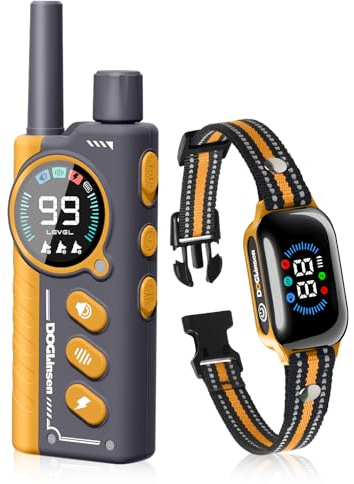 DOGLinsen Collier de Dressage et Collier Anti Aboiement 2-en-1 Intelligent - AI Anti-Erreur, 3300FT Télécommande 3 Canaux, IPX7, 4 Modes (Son/Vibration/Doux/Auto) avec Verrouillage