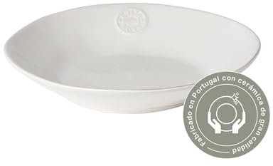 Costa Nova plato hondo para pasta y sopa Nova: pieza de vajilla de gres fino blanco, esmalte brillante, acabado a mano, apto para lavavajillas, microondas, horno y congelador, apilable, Ø 25,5 cm