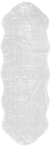 andiamo Teppich Lambskin - Kunstfell - flauschiger Teppich Schlafzimmer - geeignet als Bettvorleger Schlafzimmer oder als Fellteppich Wohnzimmer - Lammfellimitat pflegeleicht 55 x 160 cm weiß