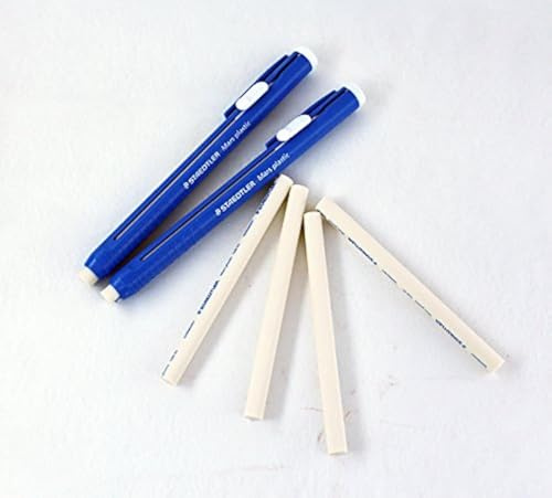 STAEDTLER Stick Eraser Set - Mars plastic 528 50 Propelling Graphite Stick Eraser 2pieces + REFILLS 4pieces / Solid eraser with little residue/Length adjustable body/German brand