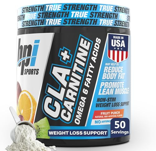 BPI Sports CLA+Carnitine – CLA L Carnitine & Linoleic Acid – L Carnitine Supplement for Weight Loss, Metabolism & Lean Muscle – Caffeine Free – Fruit Punch – 50 Servings – 12.34 oz